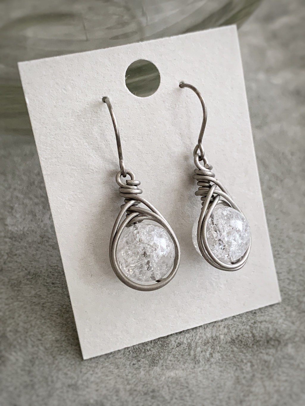 Holiday Sparkle Earrings / Titanium and Quartz Crystal / Hypoallergenic Dangle Earrings