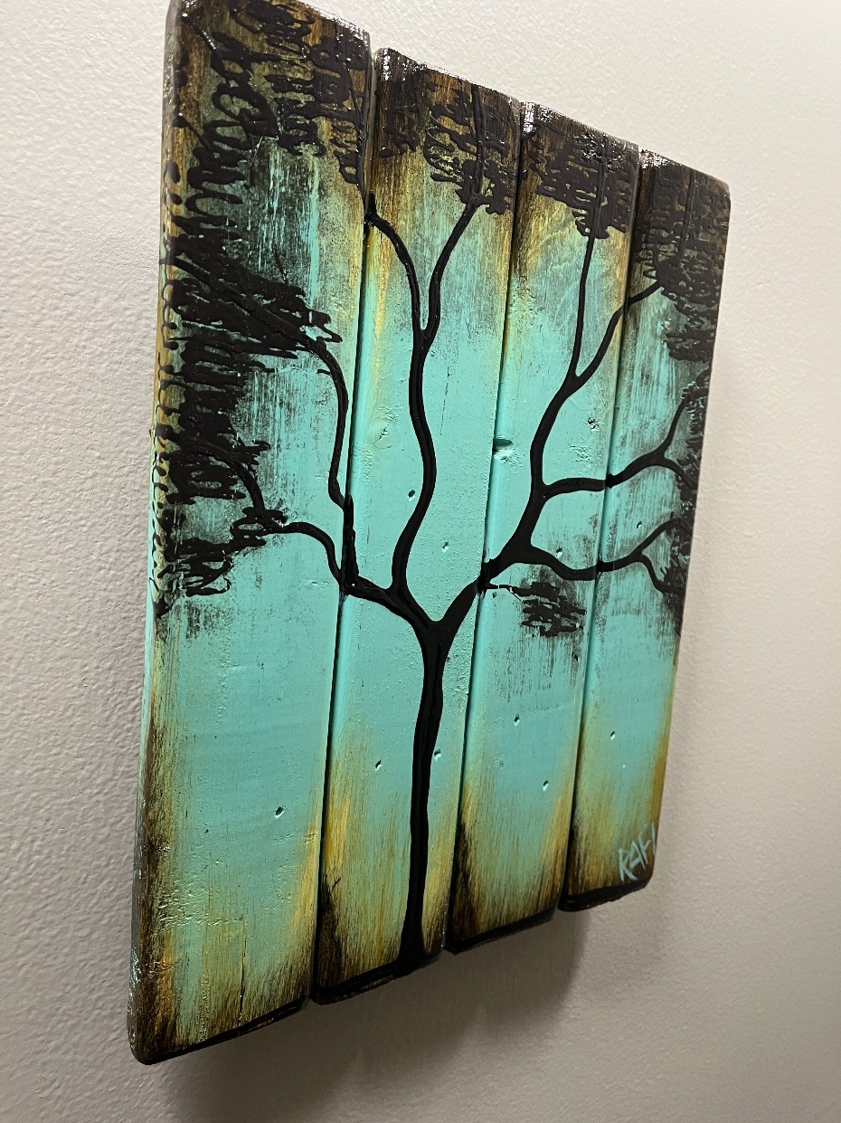 Standing in the Light By Rafi Perez Painting On Reclaimed Wood (Seasons Of Change Series) 10X11 - Image 4