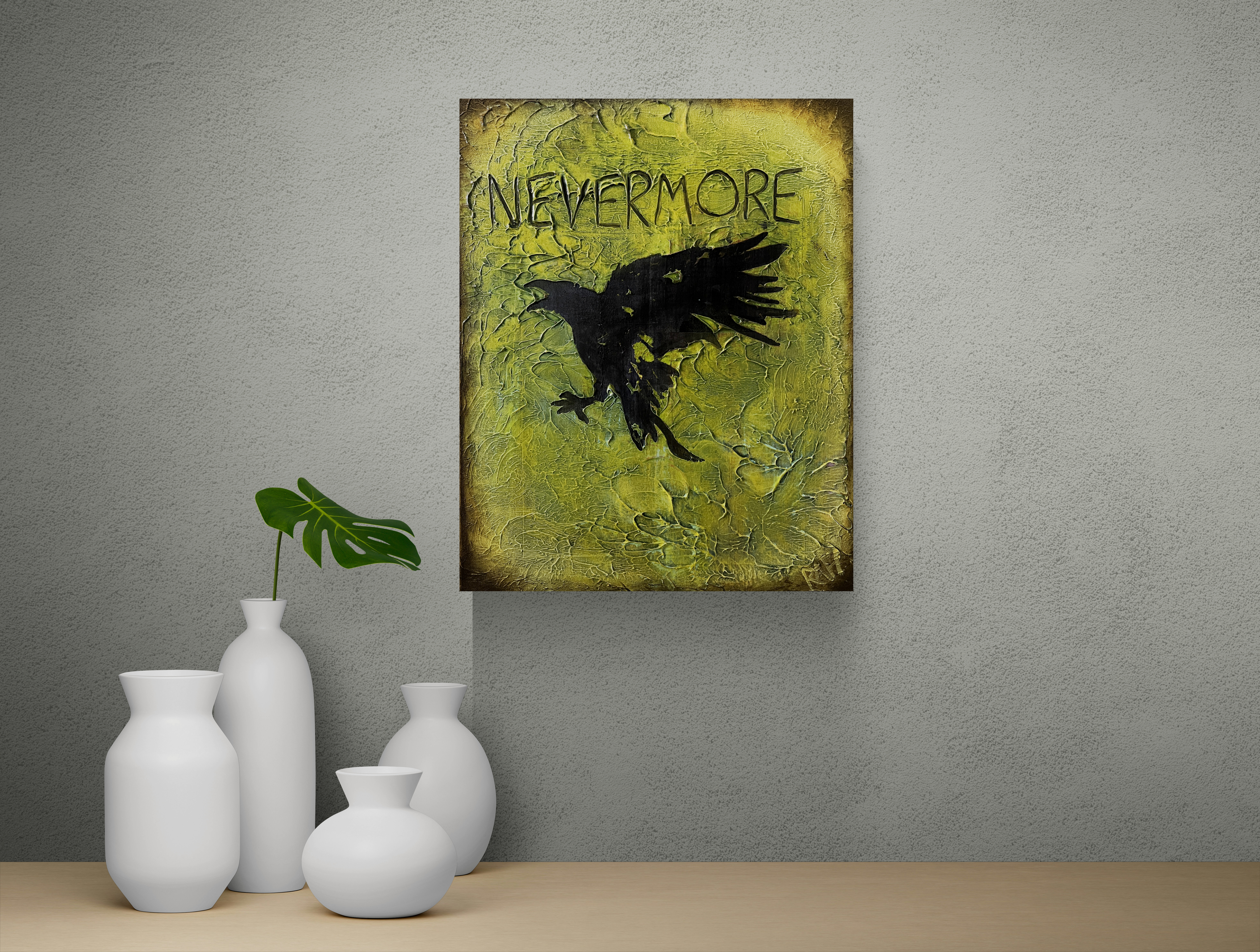 The Raven (Nevermore 2) By Rafi Perez Original Painting Mixed Medium on Canvas 16X20 - Image 2