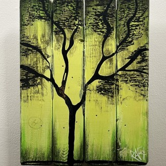 Returning to Green By Rafi Perez Painting On Reclaimed Wood (Seasons Of Change Series) 10X11