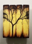 Title: Letting Go Gracefully By Rafi Perez Painting On Reclaimed Wood (Seasons Of Change Series) 10X11