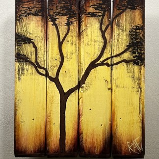 Title: Letting Go Gracefully By Rafi Perez Painting On Reclaimed Wood (Seasons Of Change Series) 10X11