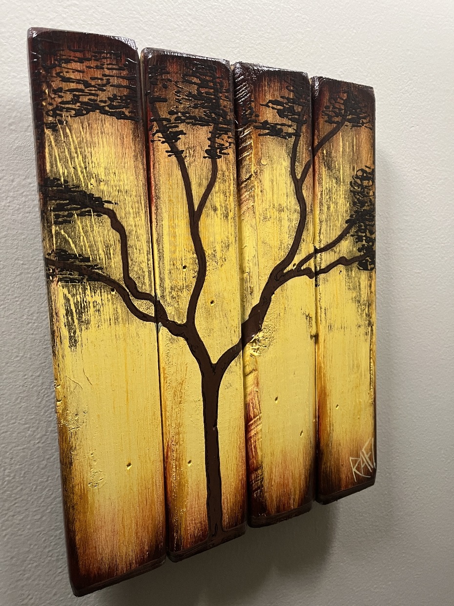 Title: Letting Go Gracefully By Rafi Perez Painting On Reclaimed Wood (Seasons Of Change Series) 10X11 - Image 4