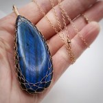 Labradorite Statement Necklace / 14k Rose Gold Filled / Genuine Blue Flash Labradorite / "Rosé and the Rainstorm"