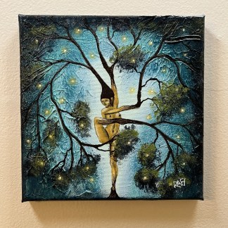 Nature Of Being (She Dances) Original Painting Mixed Medium on Canvas 8X8 By Artist Rafi Perez
