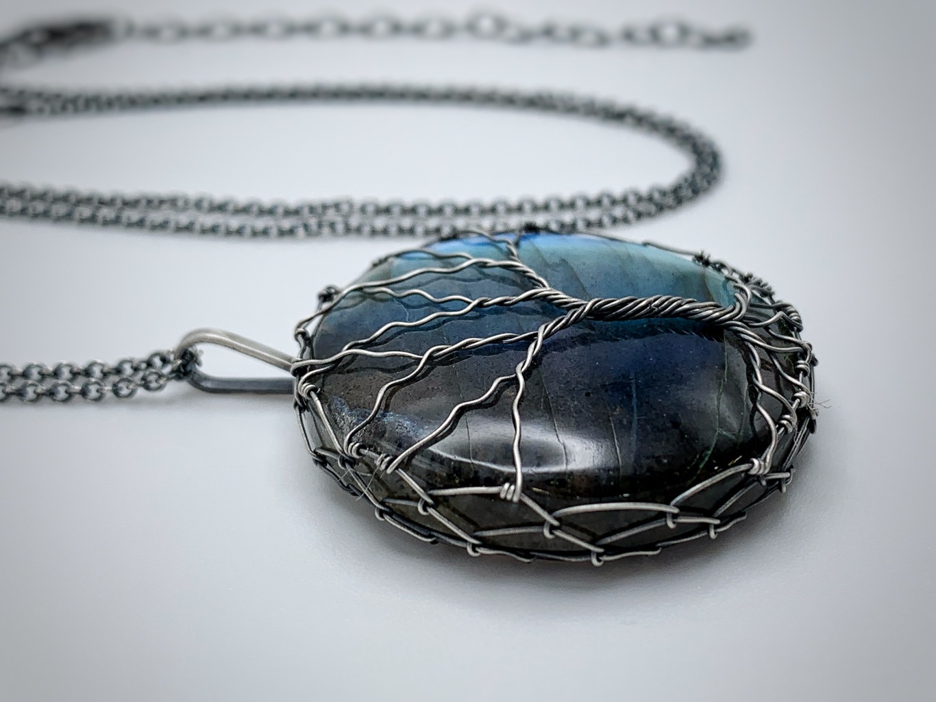 Tree Of Life Necklace / Antiqued Sterling Silver / Genuine Labradorite / "Movement In Stillness" - Image 8
