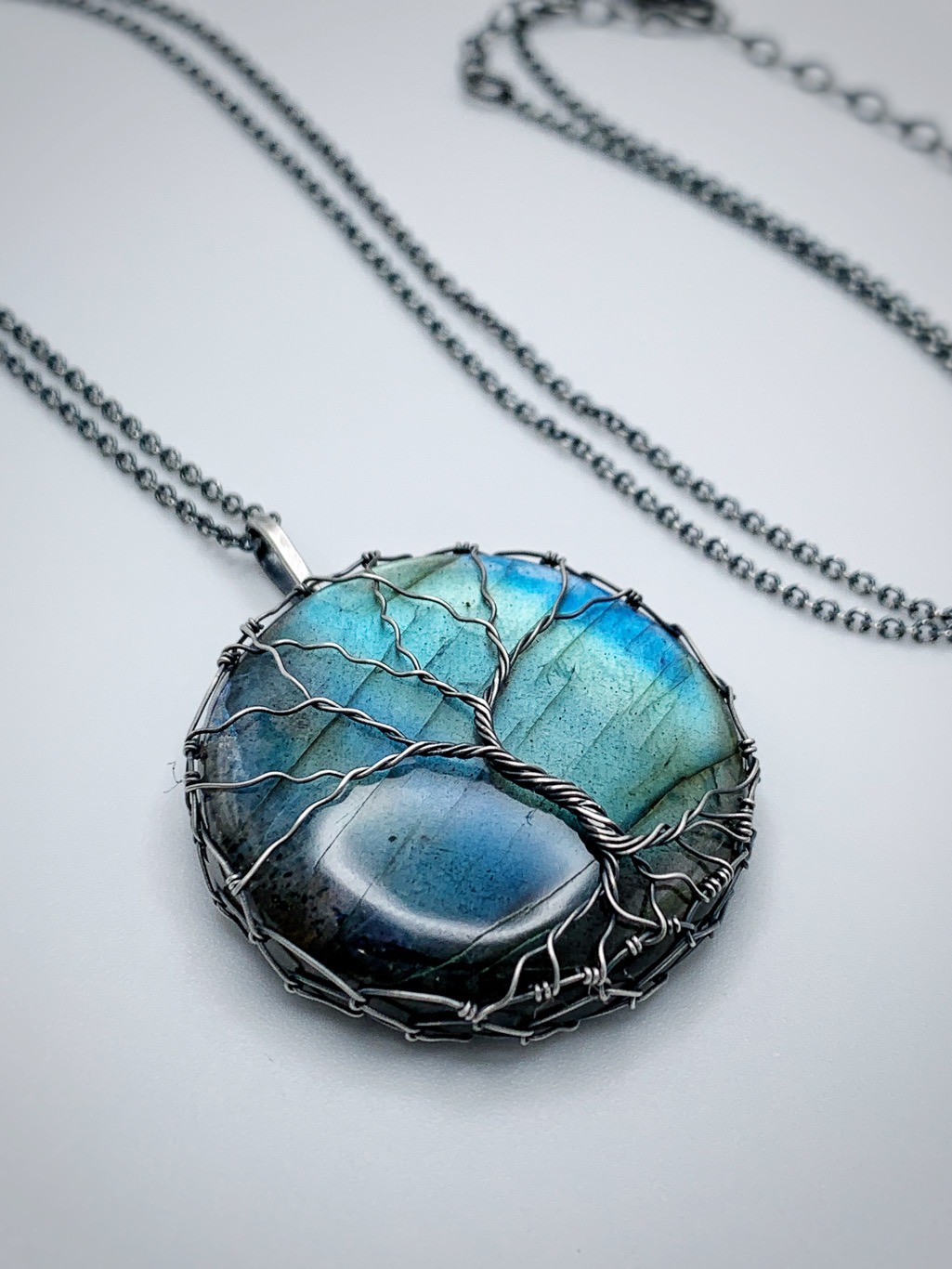 Tree Of Life Necklace / Antiqued Sterling Silver / Genuine Labradorite / "Movement In Stillness" - Image 6