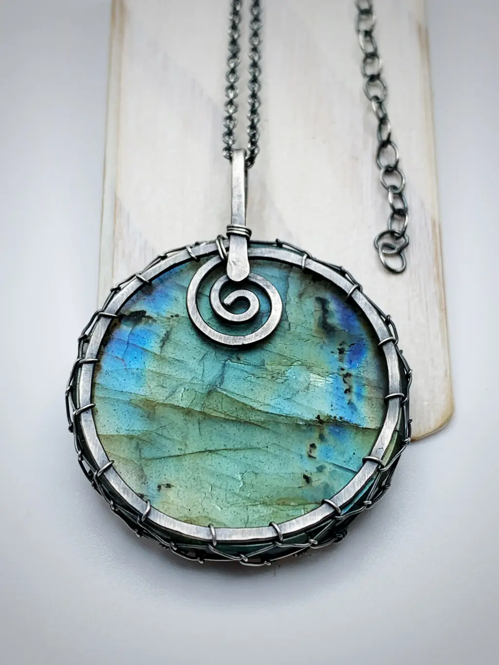 Tree Of Life Necklace / Antiqued Sterling Silver / Genuine Labradorite / "Movement In Stillness" - Image 4