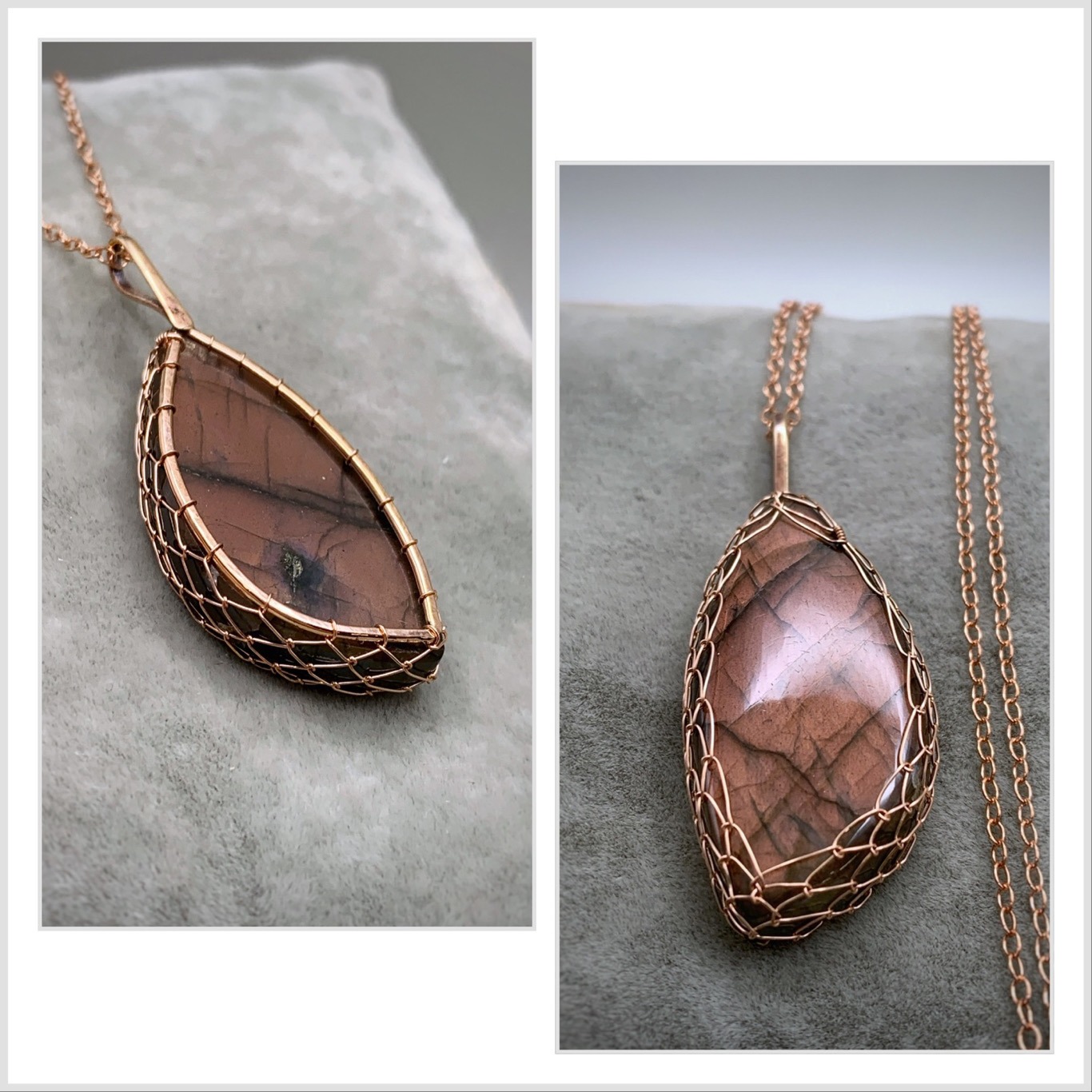 Labradorite Fire Necklace / 14k Rose Gold Filled / Genuine Pink Orange Labradorite / "Eternal Hearth" - Image 7