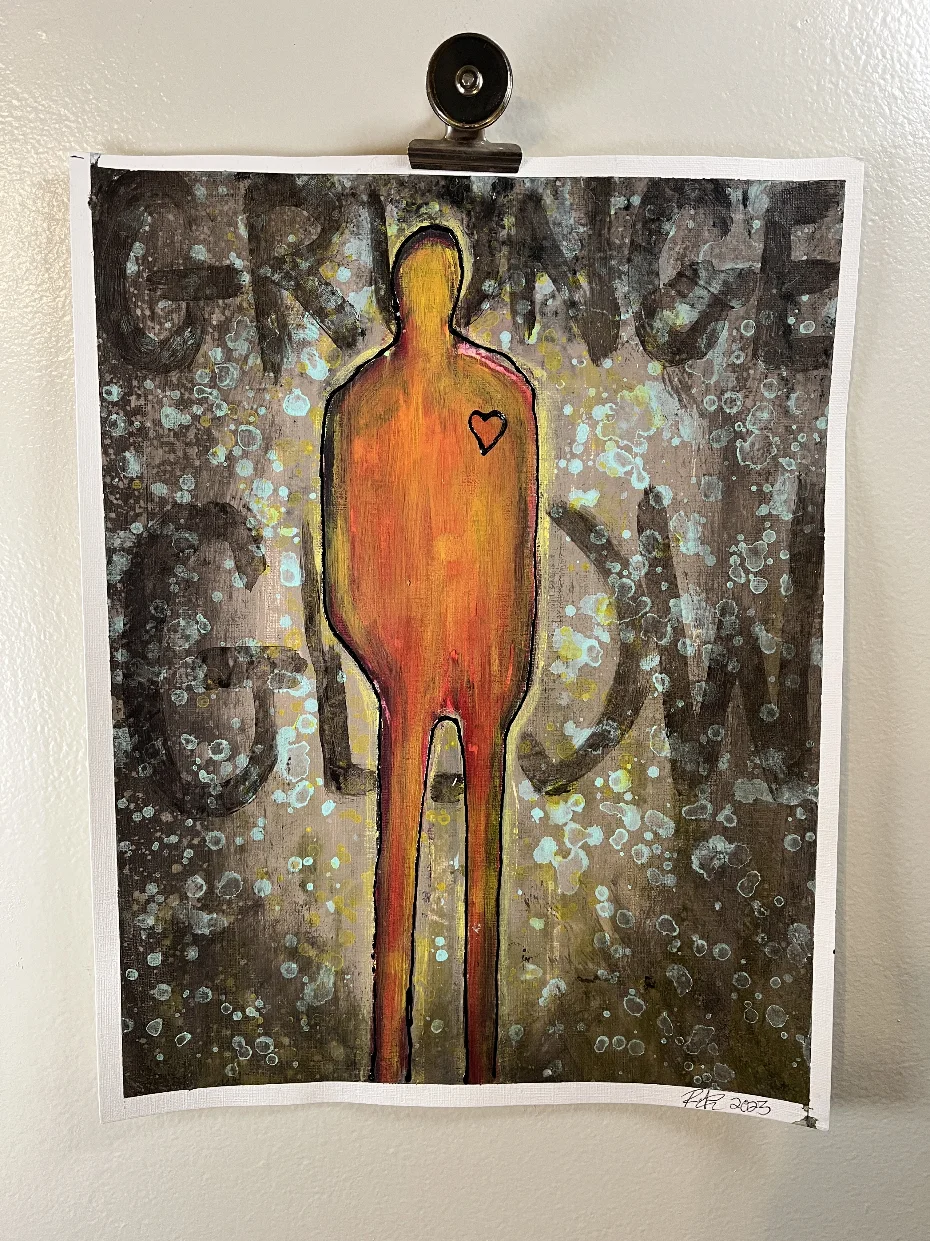Glow: Finding the Light in the Grit By Artist Rafi Perez Original Painting On Paper 11X14