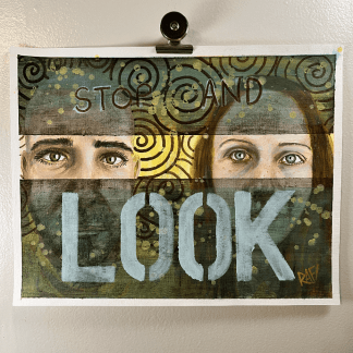 Stop and Look By Artist Rafi Perez Original Painting On Paper 11X14