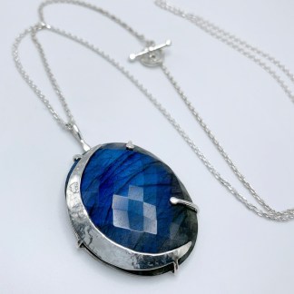 Celestial Night Sky Pendant Necklace / Solid Sterling Silver / Genuine Faceted Labradorite / "Stellar Nocturne"