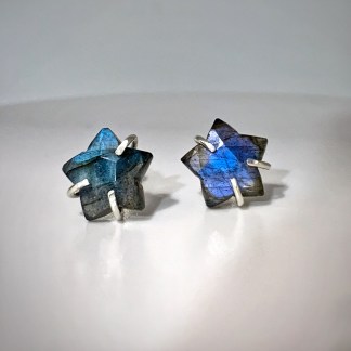 Labradorite Star Stud Earrings / Solid Sterling Silver / Genuine Labradorite Stars / "Astraea" Studs