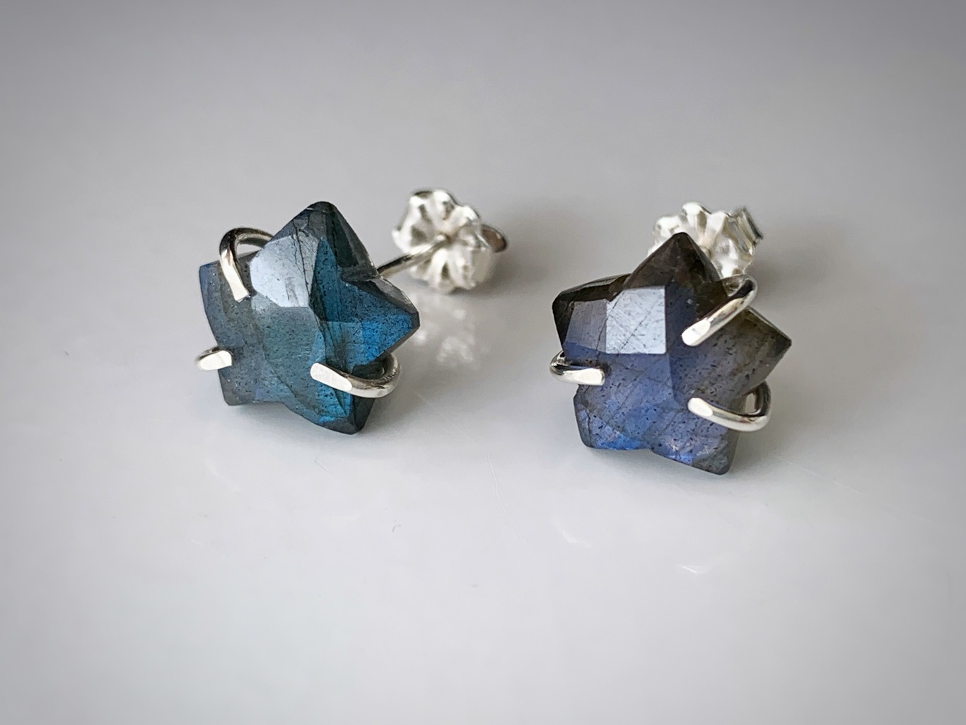 Labradorite Star Stud Earrings / Solid Sterling Silver / Genuine Labradorite Stars / "Astraea" Studs - Image 5