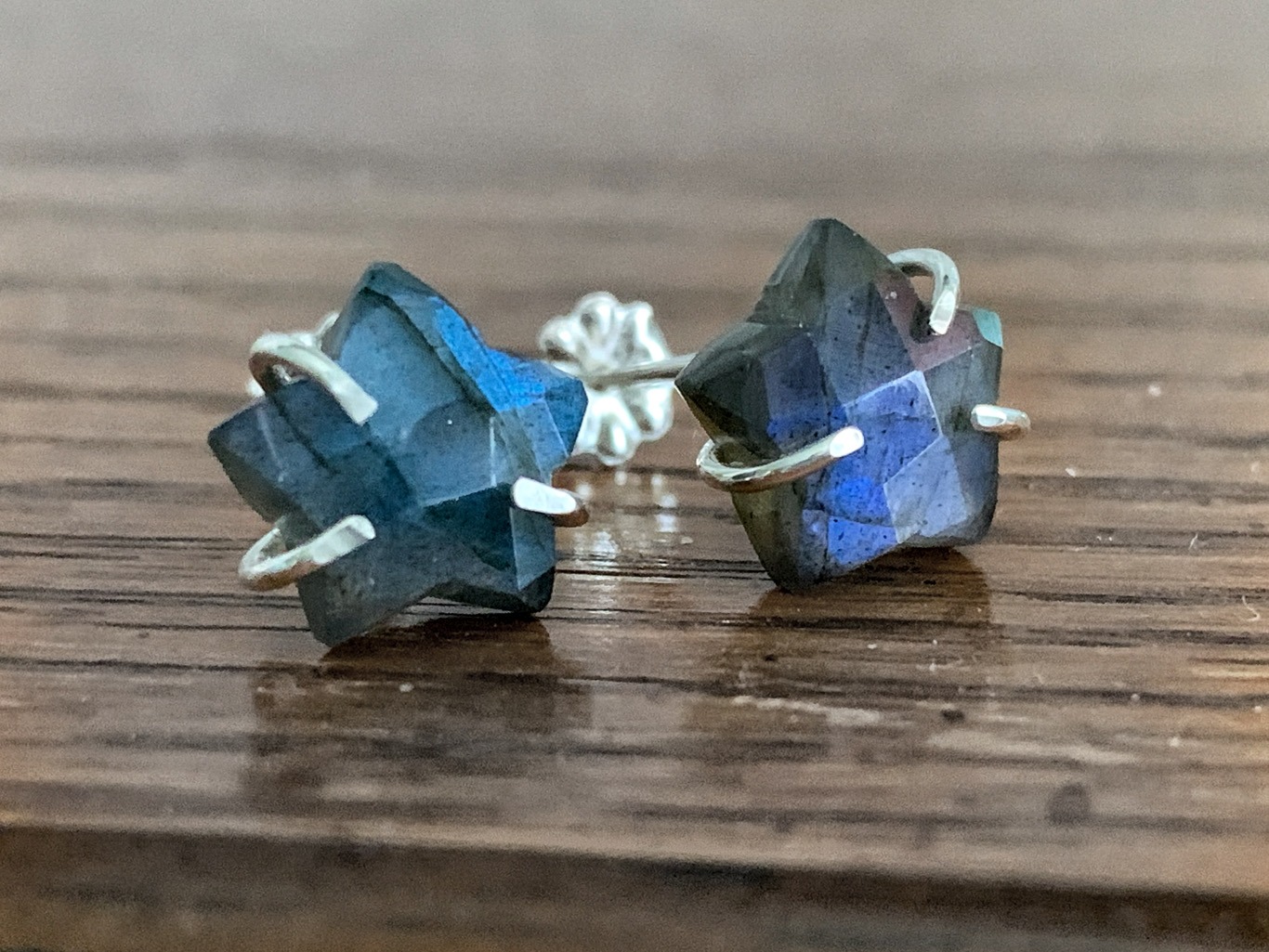 Labradorite Star Stud Earrings / Solid Sterling Silver / Genuine Labradorite Stars / "Astraea" Studs - Image 9