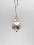 Fireball Pearl Flower Bud Necklace / Solid Sterling Silver / Genuine Freshwater Fireball Pearl / "First Blush"