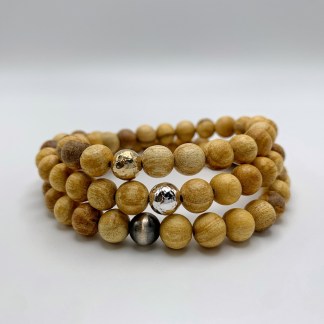 PRE-ORDER Sacred Palo Santo Bracelet / 8mm Beads / Your Choice Of Metal Accent Bead / Unisex Bracelet