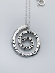 "She Believed" Spiral Necklace / Solid Sterling Silver / Koru Spiral / Hammer Forged / Hand Engraved