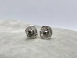 Impressionist Flower Stud Earrings / Solid Sterling Silver / Faceted Pyrite / Hand Forged Unique Flower Earrings