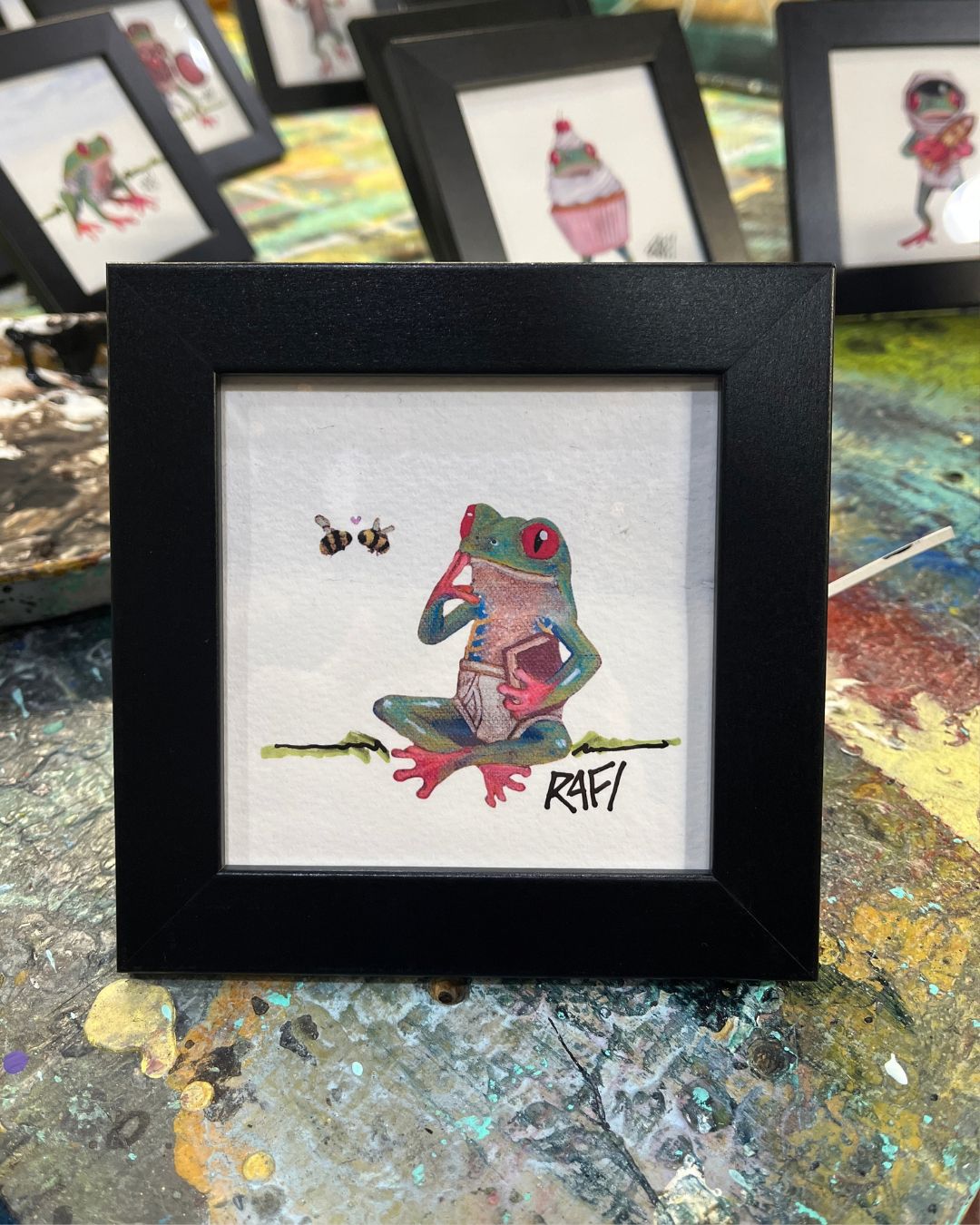 Bumble Bee Kisses Hoptastic Artist Enhanced Framed Print By Rafi Perez 5×5 - Image 2