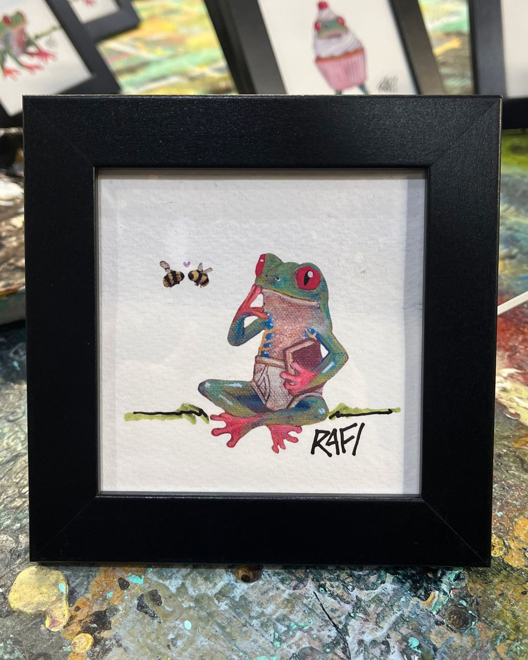 Bumble Bee Kisses Hoptastic Artist Enhanced Framed Print By Rafi Perez 5×5