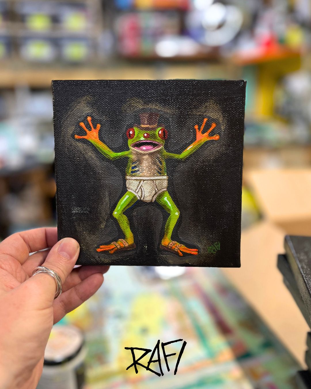 Embrace Your Weird Original Painting By Artist Rafi Perez Mixed Medium On Canvas 6×6 - Image 2