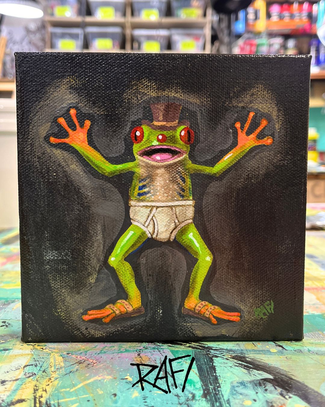 Embrace Your Weird Original Painting By Artist Rafi Perez Mixed Medium On Canvas 6×6