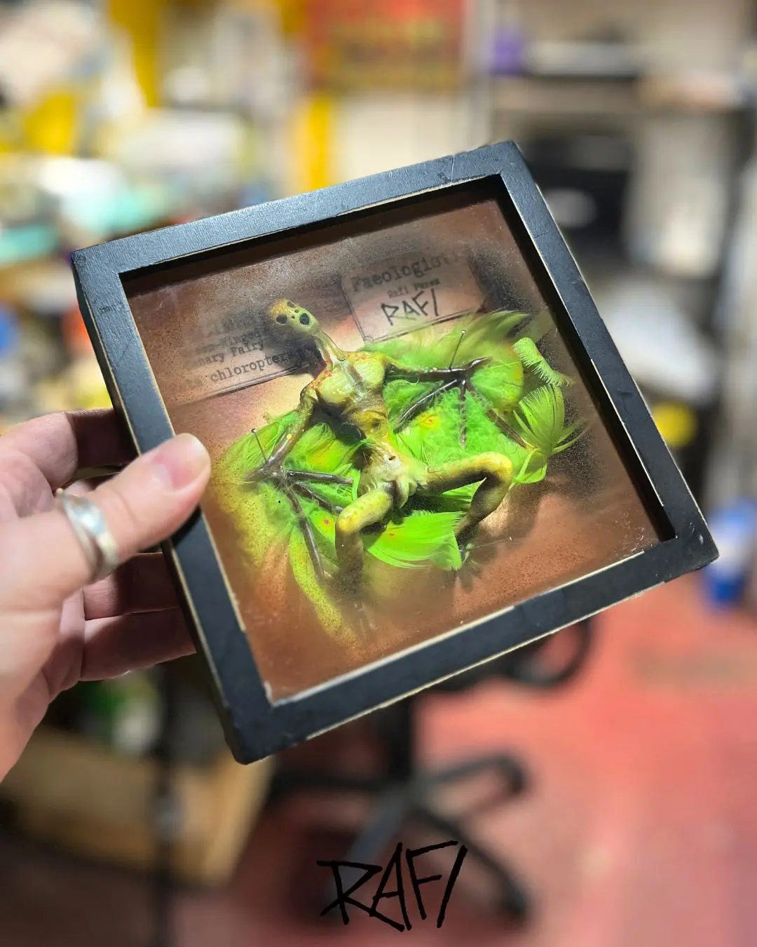 Green-Winged Canary Fairy Original Sculpture By Artist Rafi Perez 6x6x2 - Image 3