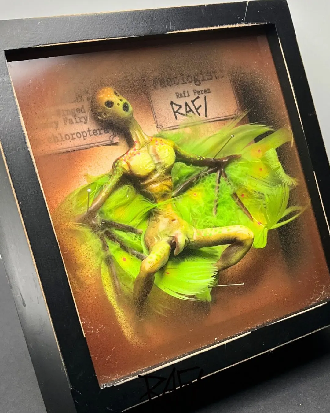 Green-Winged Canary Fairy Original Sculpture By Artist Rafi Perez 6x6x2 - Image 6