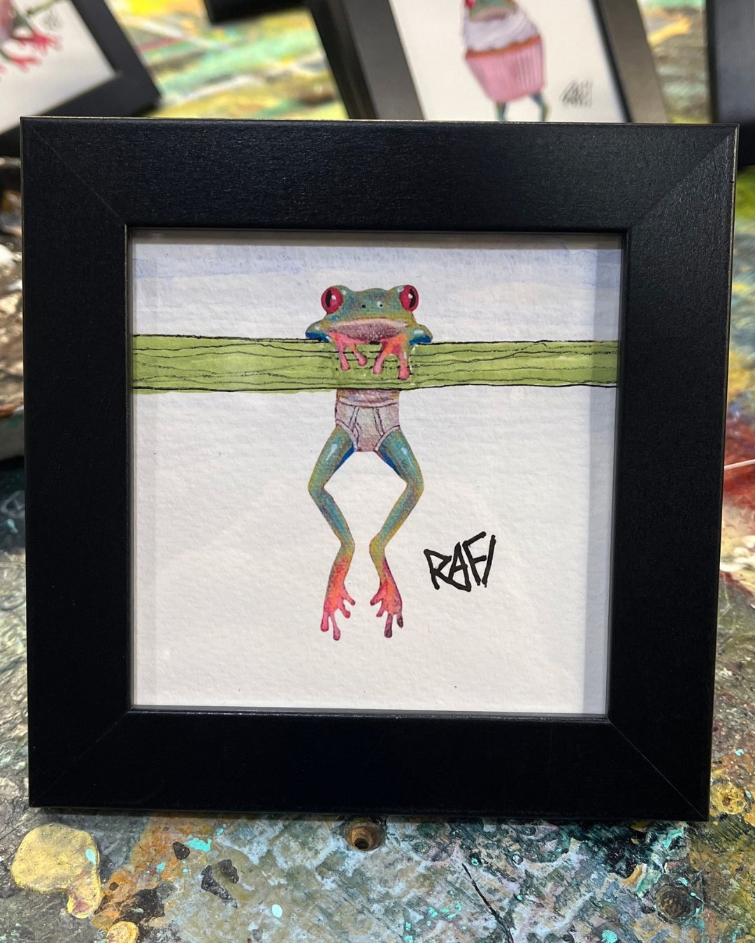 Hang In There Hoptastic Artist Enhanced Framed Print By Rafi Perez 5×5