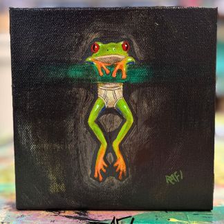 Hang In There Original Painting By Artist Rafi Perez Mixed Medium On Canvas 6×6