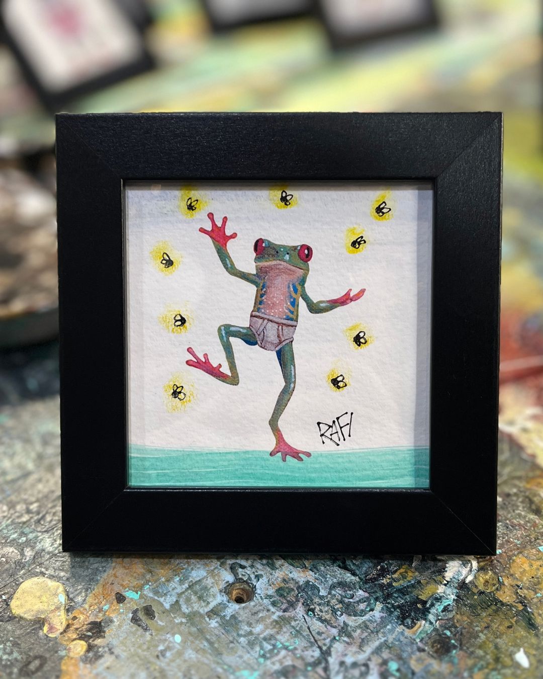 Let's Play Hoptastic Artist Enhanced Framed Print By Rafi Perez 5×5