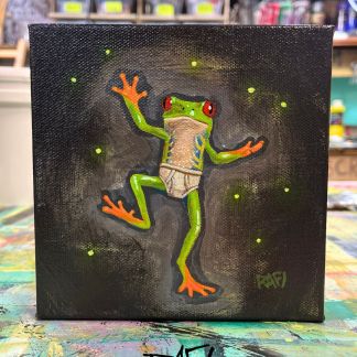 Let's Play Original Painting By Artist Rafi Perez Mixed Medium On Canvas 6×6