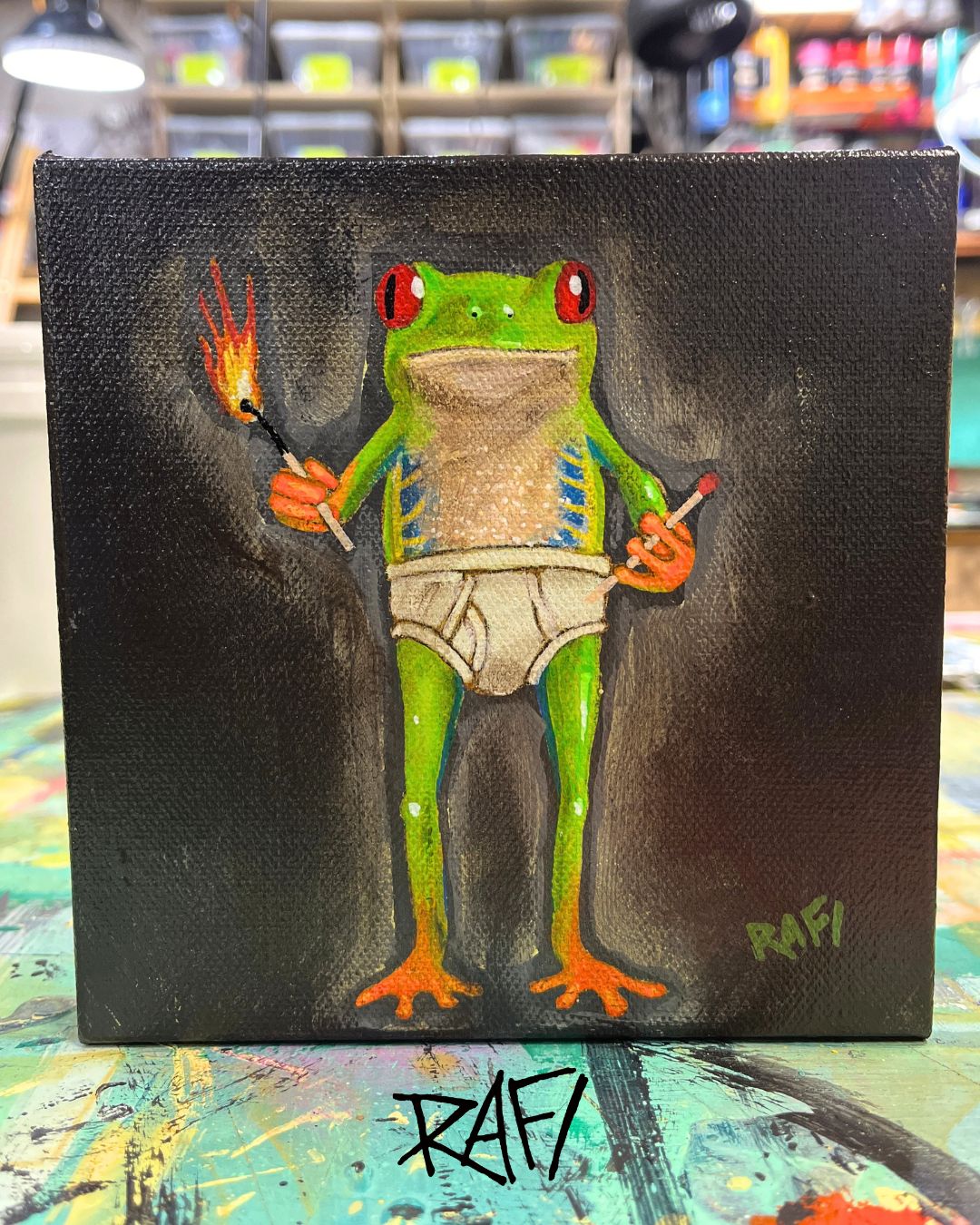 Light The Way Original Painting By Artist Rafi Perez Mixed Medium On Canvas 6×6
