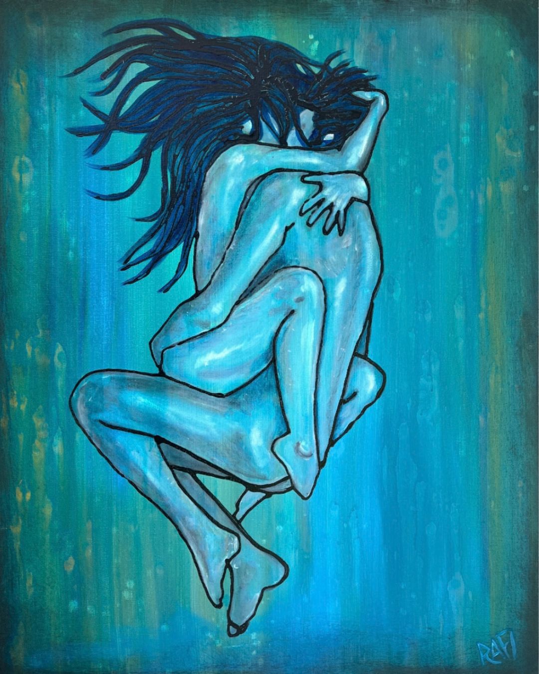 Lovers Original Painting By Artist Rafi Perez Mixed Medium On Canvas 24×30 - Image 6