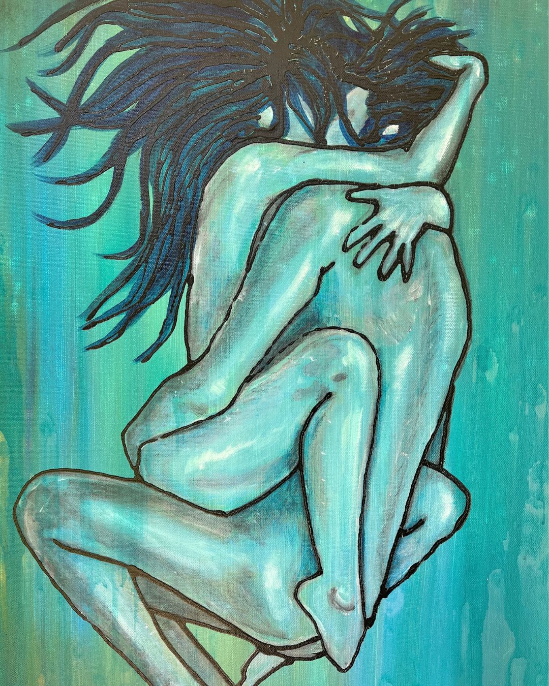 Lovers Original Painting By Artist Rafi Perez Mixed Medium On Canvas 24×30 - Image 2