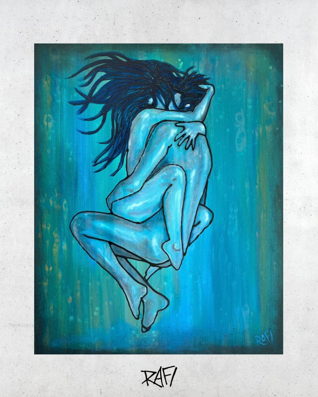 Lovers Original Painting By Artist Rafi Perez Mixed Medium On Canvas 24×30