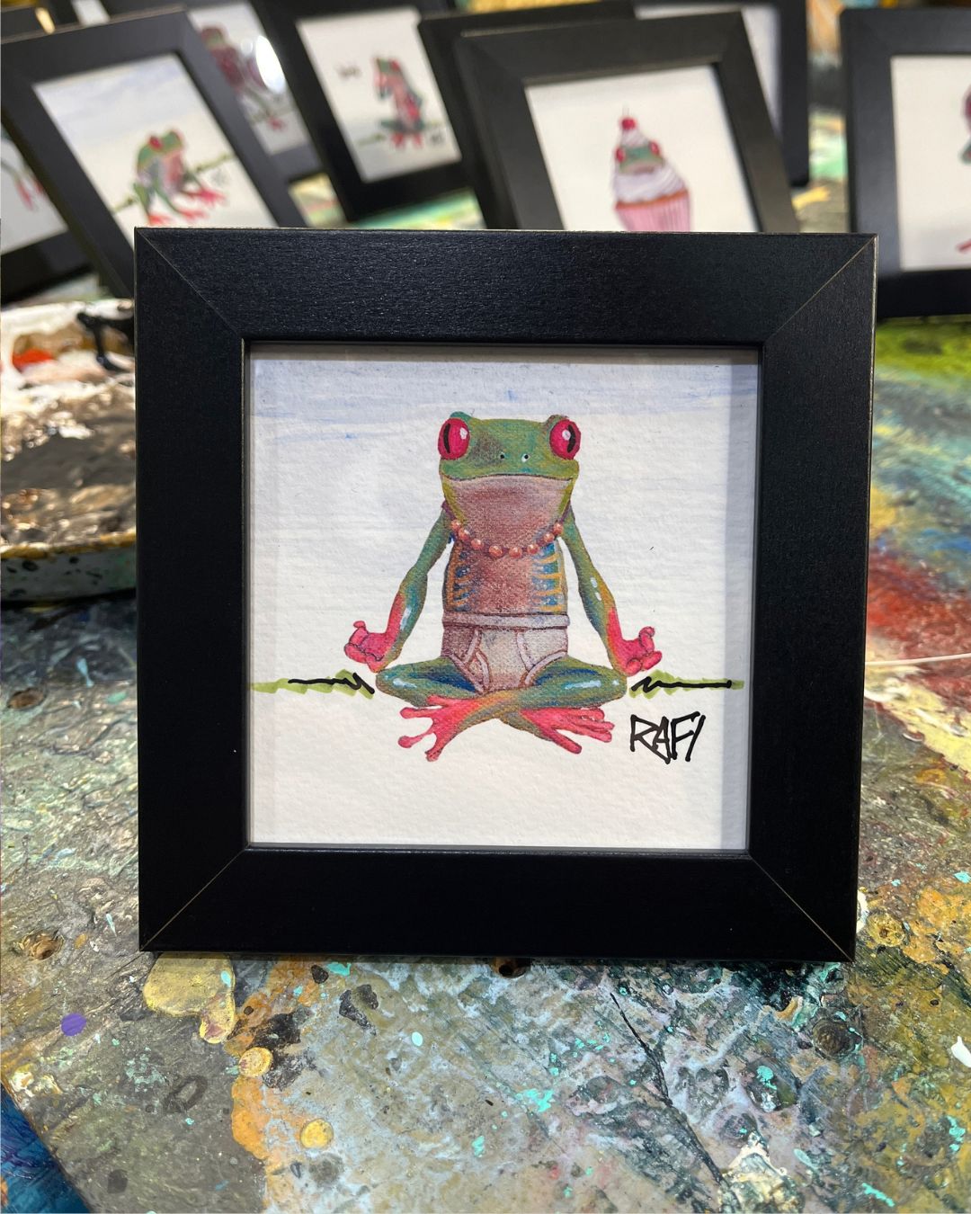 Meditate On Happy Hoptastic Artist Enhanced Framed Print By Rafi Perez 5×5 - Image 2