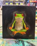Meditate On Happy Original Painting By Artist Rafi Perez Mixed Medium On Canvas 6×6