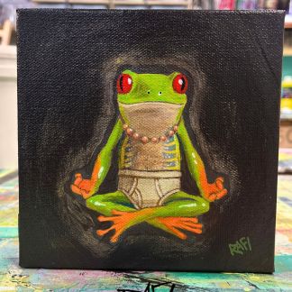 Meditate On Happy Original Painting By Artist Rafi Perez Mixed Medium On Canvas 6×6