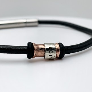 Hand Forged Spinner Bracelet / Solid Copper / Solid Sterling Silver / Genuine Leather / Custom Sized / Meditation Wheel