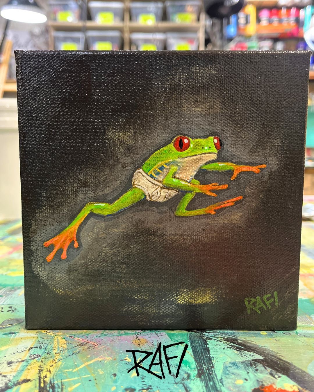 Take A Leap Of Faith Original Painting By Artist Rafi Perez Mixed Medium On Canvas 6×6