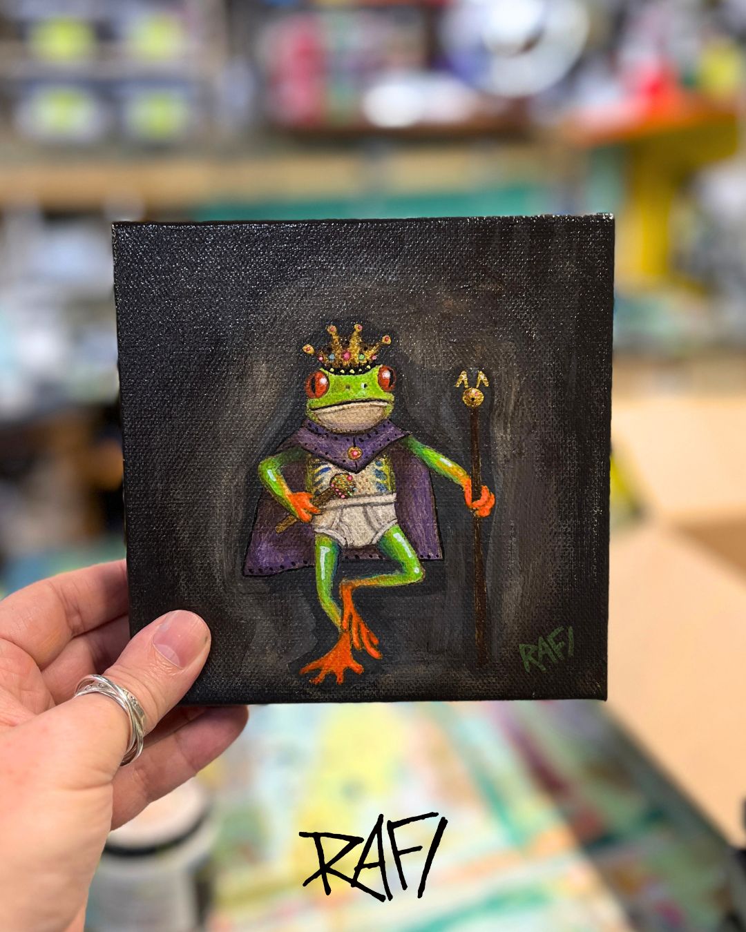 You Are Royal Original Painting By Artist Rafi Perez Mixed Medium On Canvas 6×6 - Image 2