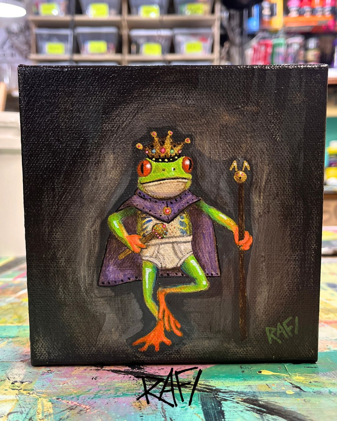 You Are Royal Original Painting By Artist Rafi Perez Mixed Medium On Canvas 6×6