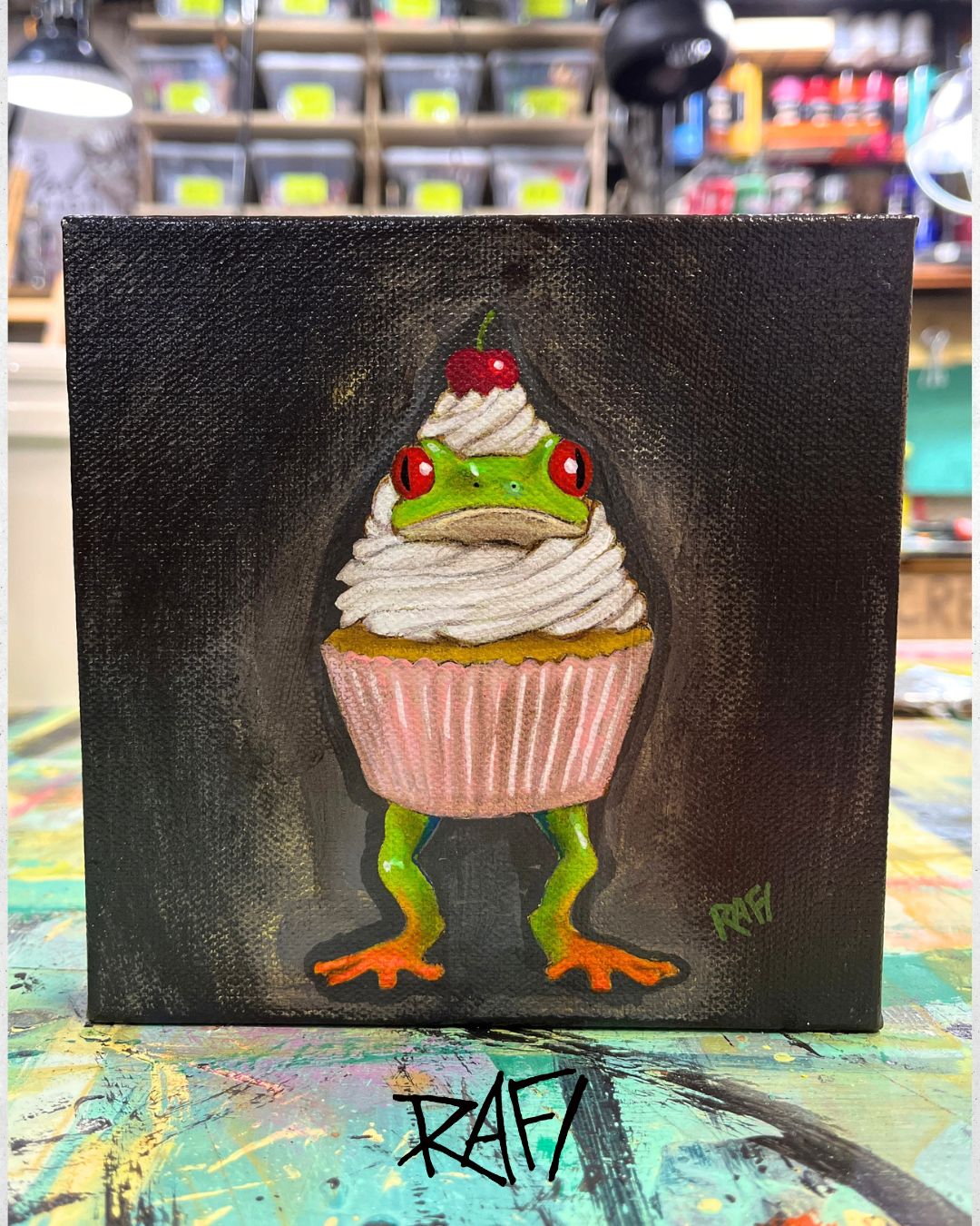 You Are Sweet Original Painting By Artist Rafi Perez Mixed Medium On Canvas 6×6