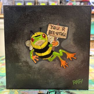 You R Bee Utiful Original Painting By Artist Rafi Perez Mixed Medium On Canvas 6×6