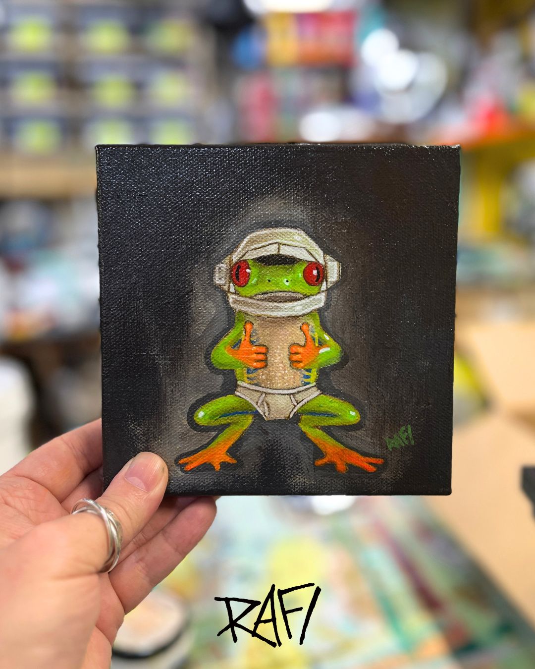 You're Doing Great Original Painting By Artist Rafi Perez Mixed Medium On Canvas 6×6 - Image 2