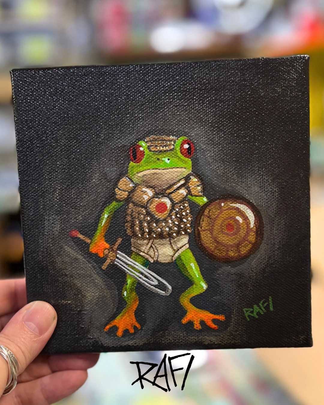 You Are A Warrior Original Painting By Artist Rafi Perez Mixed Medium On Canvas 6×6