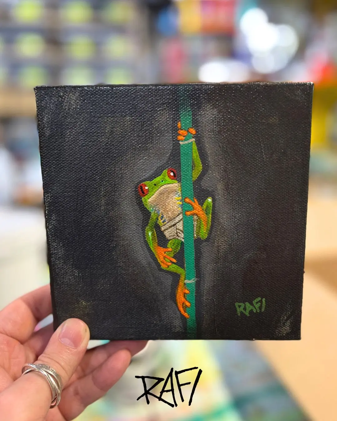 You've Got This Original Painting By Artist Rafi Perez Mixed Medium On Canvas 6×6 - Image 2